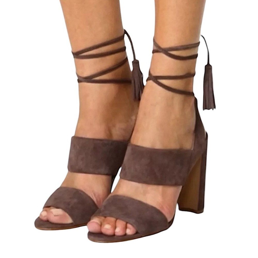 Madewell The Octavia Tassel Suede Heeled Sandals size 8 F5056